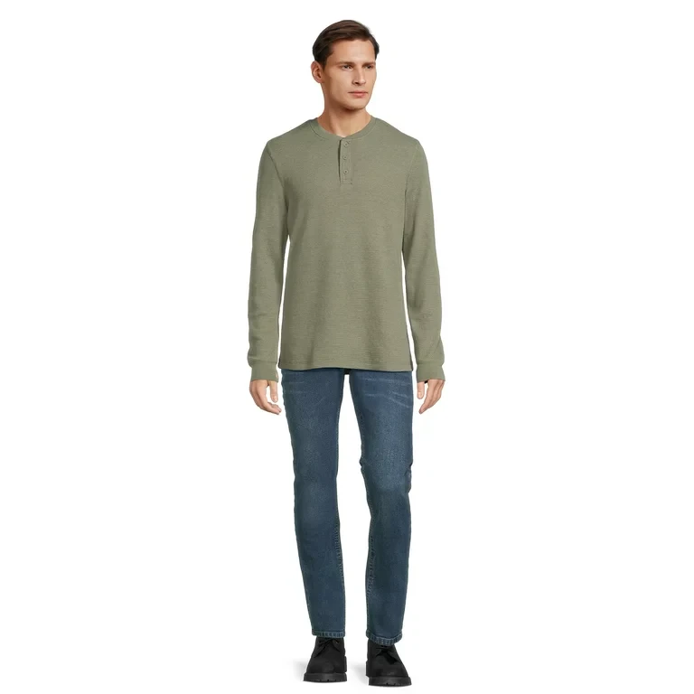 George Men's Thermal Henley Shirt with Long Sleeves